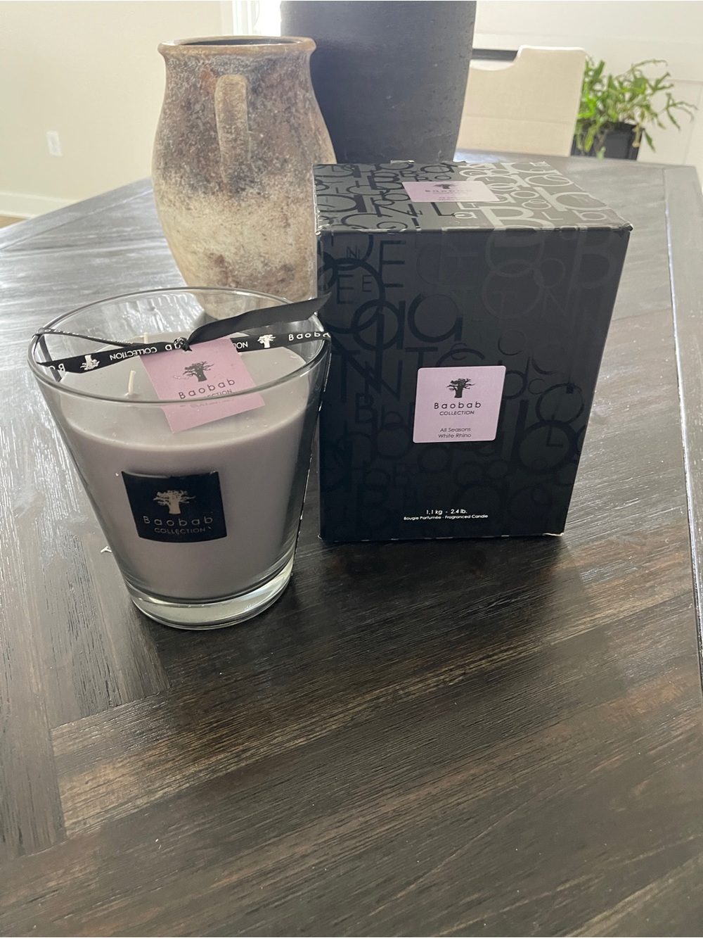 Baobab Collection All season White Rhino Luxury Scented Candle in smoked Glass